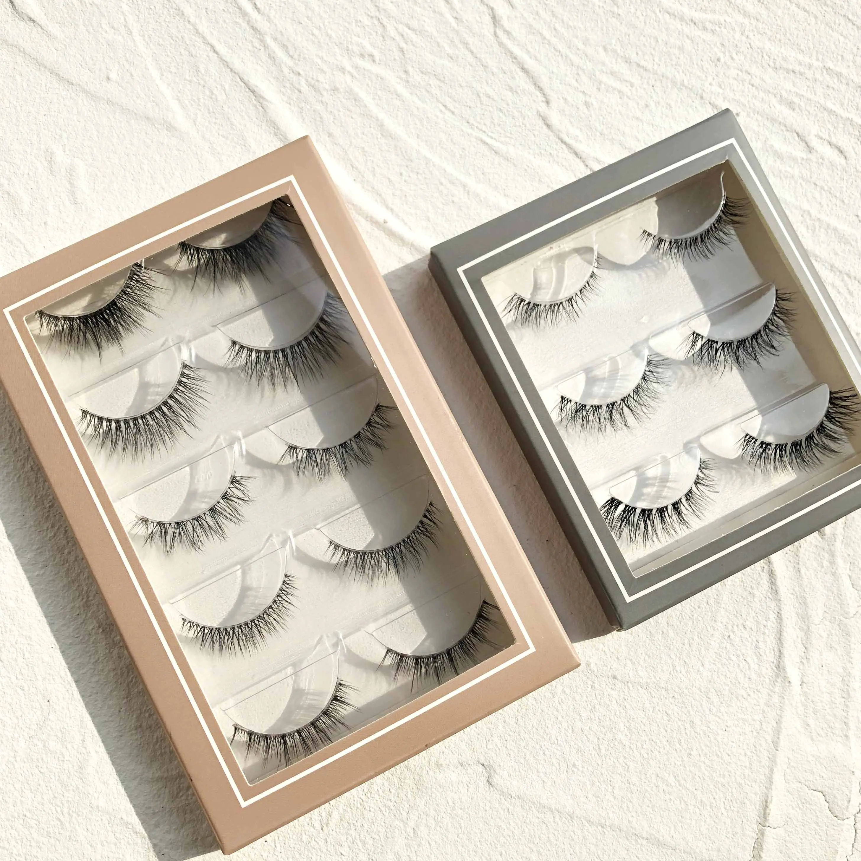 

iShero custom lash boxes natural synthetic 3D mink clear band false eyelashes invisible band lashes, Black