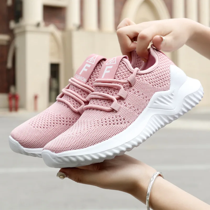 

Sport Shoes For Women Sneakers Lace-Up Fashion Breathable Mesh Flat Casual Shoes, Shown