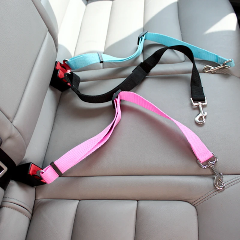 

Dog Cat Car Seat Belt Adjustable Harness Seatbelt Lead Leash for Small Medium Dogs Travel Clip Pet Supplies 5 Color, Red,black,blue,pink,sky blue,orange,yellow,green