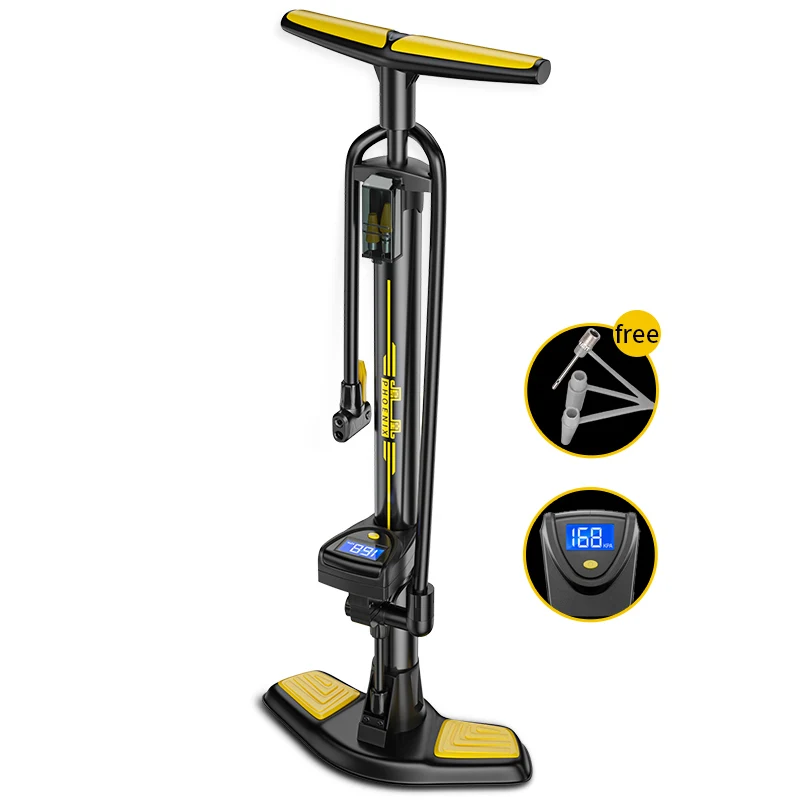 

Phoenix High Pressure High-End Bicycle/Car Hand Air Pump Bike Floor Pump With Digital Barometer 200Psi, Black/yellow
