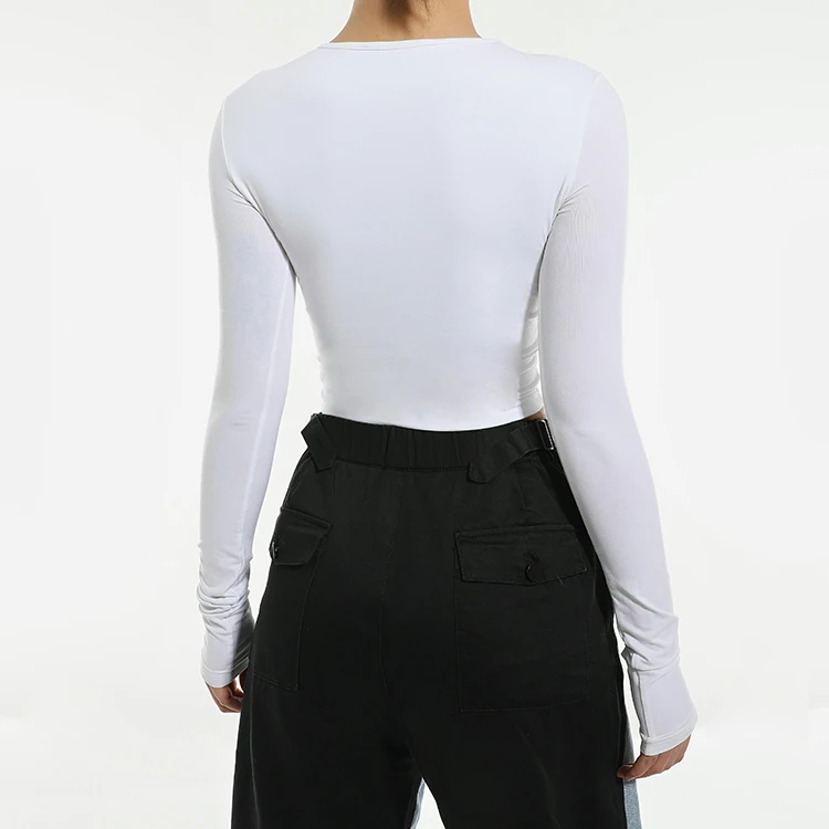 
tights woman Soft Touch White Women Long Sleeve Breathable O-Neck T-shirt For Ladies 