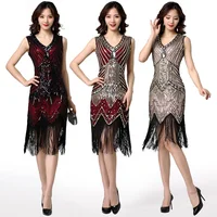 

hotsale ladies elegant 1920s sequin fringe tassel Plus Size Christmas Halloween Costumes Party Dress evening dress