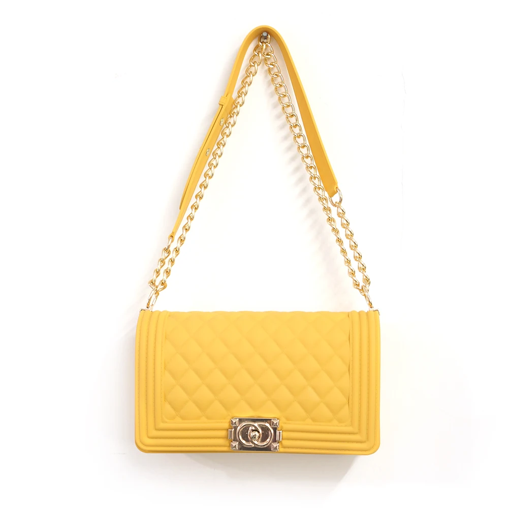 yellow chain purse