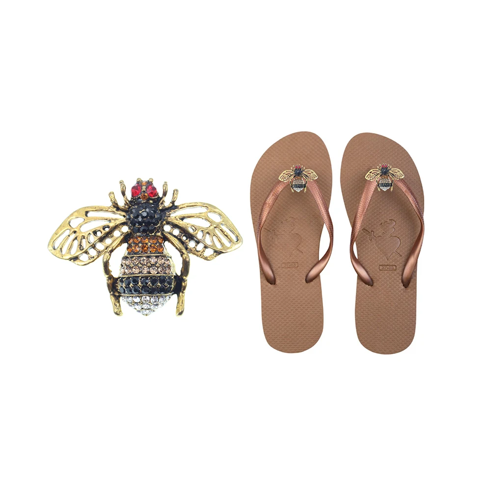 

Flip Flops Decoration Shoes Decoration Rhinestone Insect Bee Shape Sandal Slipper Buckle Shoe Charm For Vietnamese, Picture