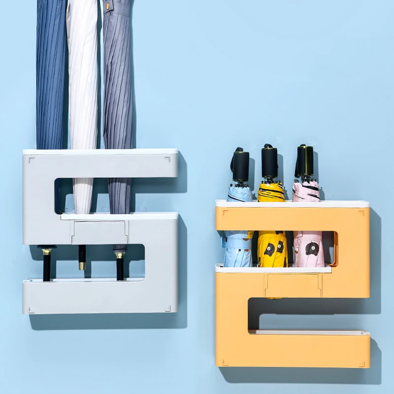 

2021 New Creative Umbrellas Storage Rack Household Items Decoration Detachable Wall Mounted Plastic Number Umbrella Stand Holder, Yellow,grey,blue