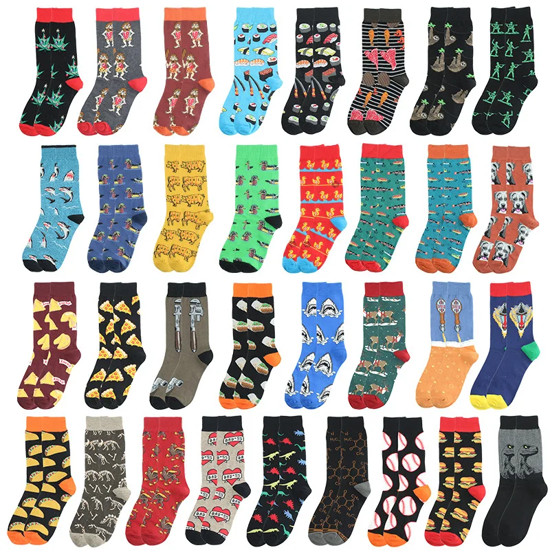 XIANGHUI Creative Custom Cotton Popular Logo Men Women Socks Creative Gourmet Burger Fries Trendy Funny Socks