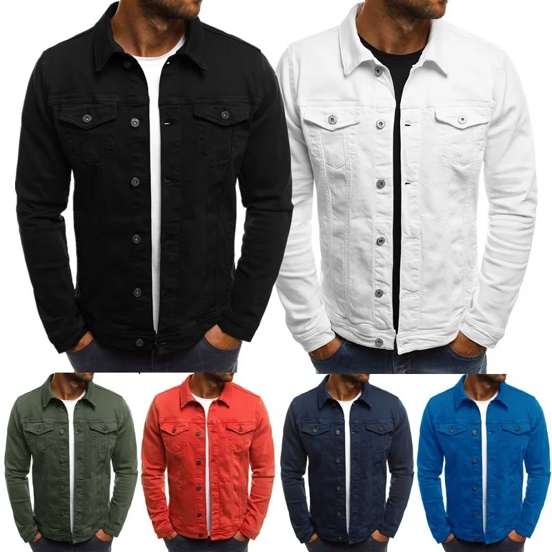 

New Fashion Wholesale Blank Mens Oversized Denim Jacket Plain Washed Cotton Black Jean Jacket Casual Men's Jackets Coats Knitted