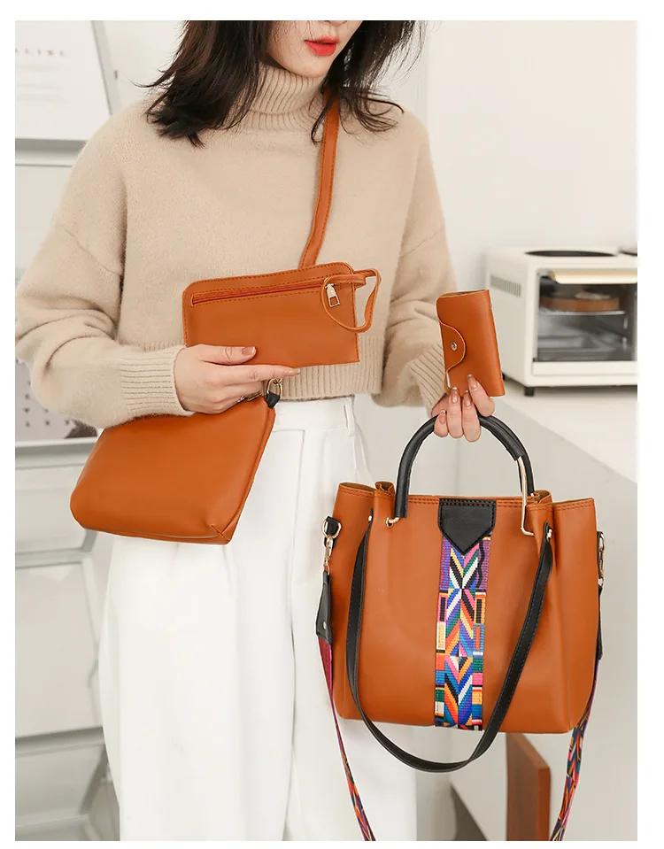 

Top Handle Satchel Shoulder Bag Tote Messenger 4 pcs leather wallet and handbag set purses, Customizable