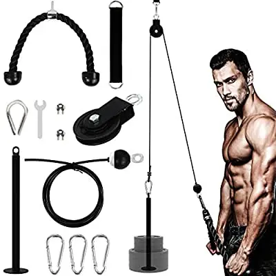 

Free Shipping Fitness LAT and Lift Pulley System with Loading Pin Tricep Strap Bar Cable Rope Machine for Muscle Strength