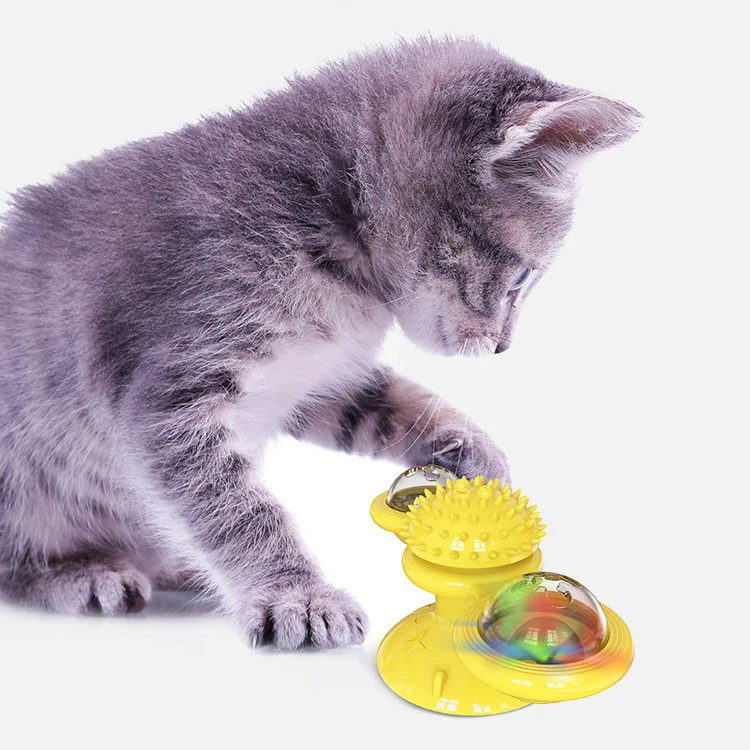 

Creativity Pet Toy Spin Training Turntable Windmill Glow Ball Interactive Kitten Play Game Pet Supplies Accessories, Multi-colors