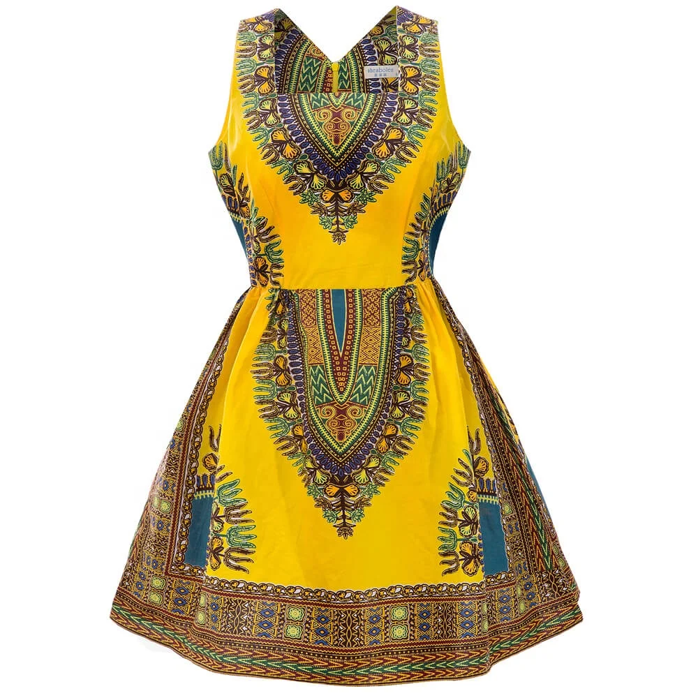 

2021 New Release Women African Party Dress Flora Print Sleeveless Dress Sexy Summer Mini Dress Women Clothing