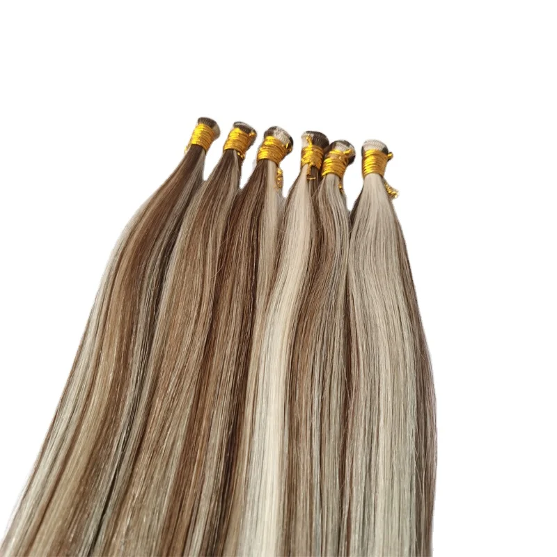 

Qicai European Double Drawn Thick end Raw Russian Vendor Weft Balayage Highlight Handtied Weft Hair Extensions