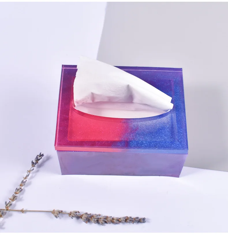 

diy crystal epoxy mold tissue box daily necessities napkin car tissue box silicone mold, Clear
