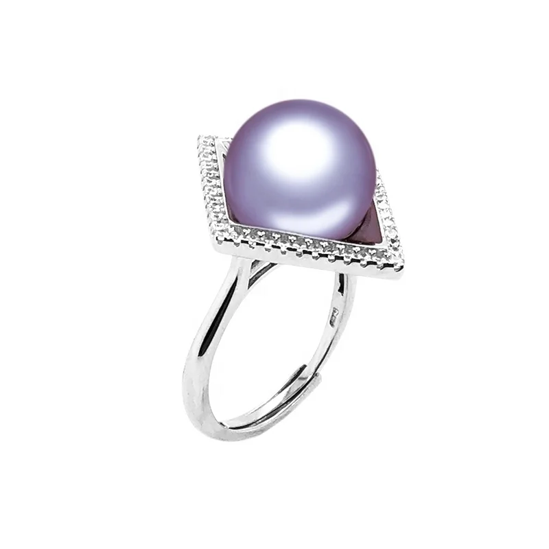 

Factory Directly Wholesale 925 Sterling Silver Square Signet Ring 100% Natural  Purple Round Pearl Rings Jewelry Gemstone, White