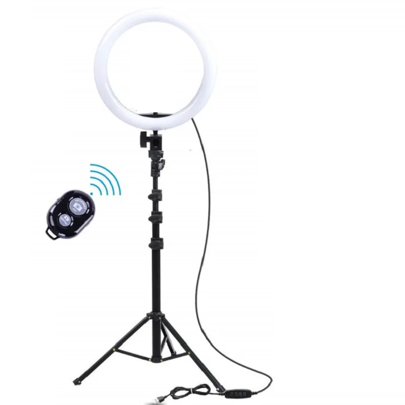 

Phone clip 210CM tripod remote control 10 inch ring light photography fill light white warm white dimmable LED lamp