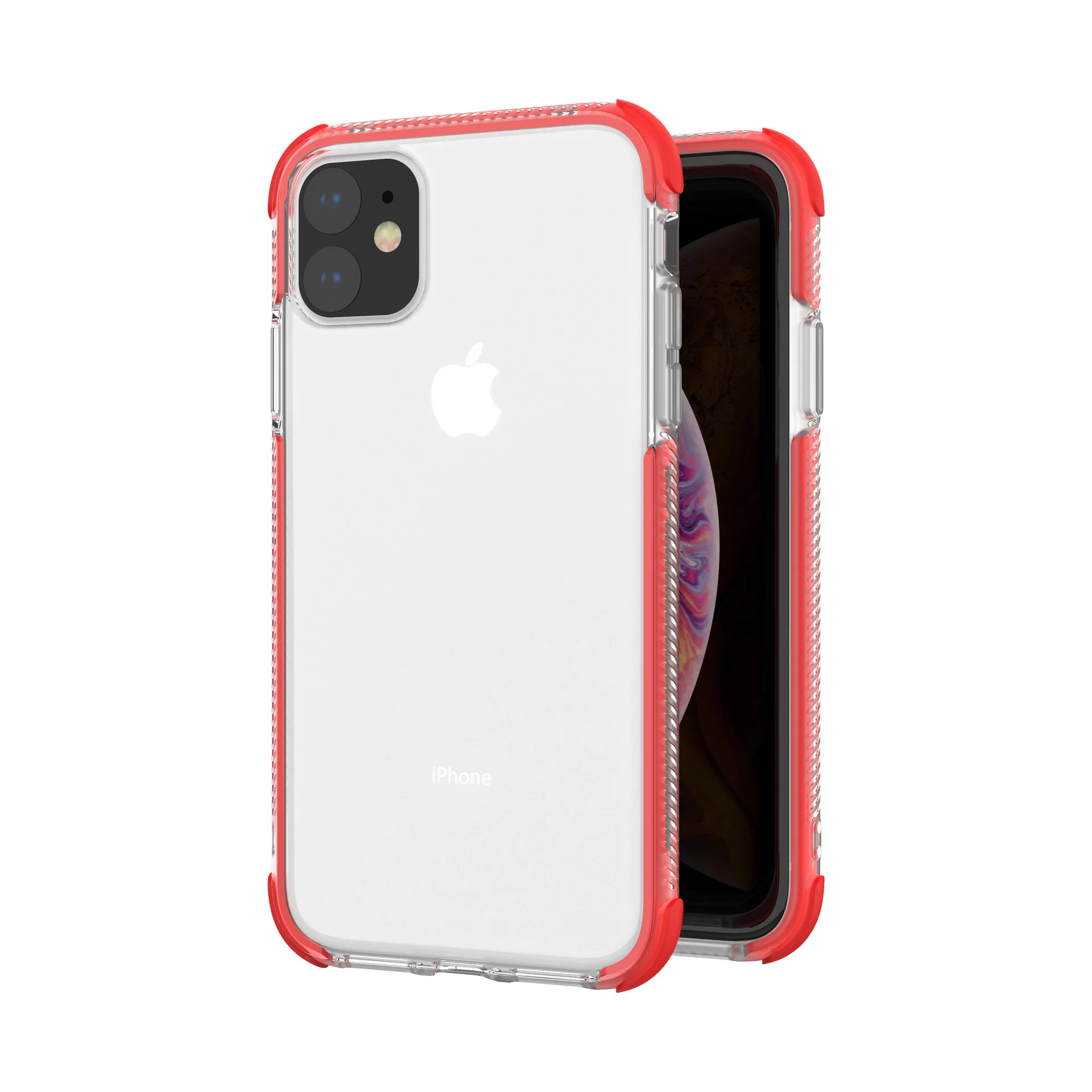 

Free Shipping Dual Layer Cover for iPhone 12 11 Pro Max X XR XS 8 7 Plus 6S Colorful Frame Clear Back TPU TPE Mobile Phone Cases