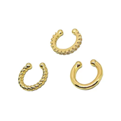 

2021 Trend Fake Cartilage None Piercing Clip Earrings Fashion Gold Plated Earrings Punk CC Clip On Earrings For Women
