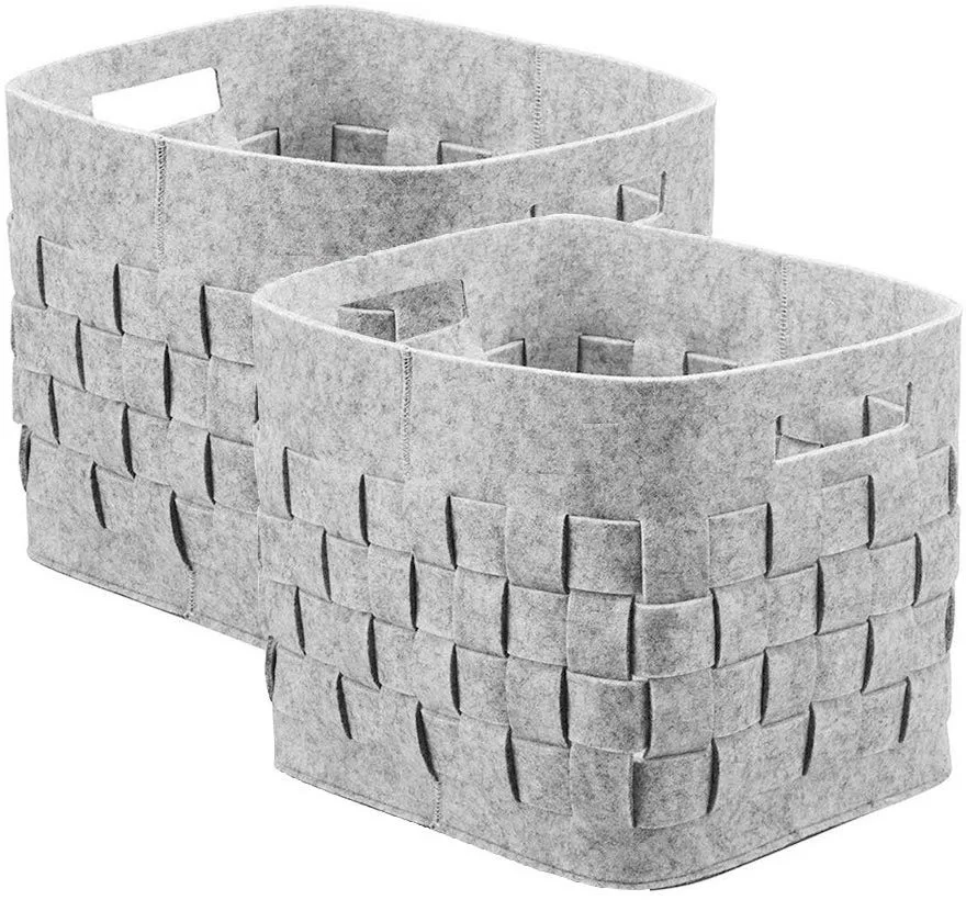 

Stackable felt storage basket bins for kids - Foldable Handmade Rectangular Felt Fabric Storage Box Cubes Containers, Gray or customized