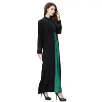 

Fashion black green embroidery long dress women Muslim clothing chiffon Long Dress islamic Arab abaya