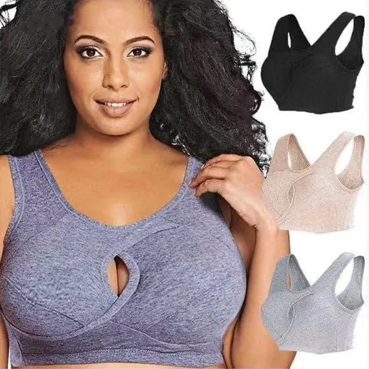 

Womens Wire Free Purple Vest Big Seamless Cotton Fat Brassiere Europe America Plus Size Ladies Bras, Black,nude,gray,purple