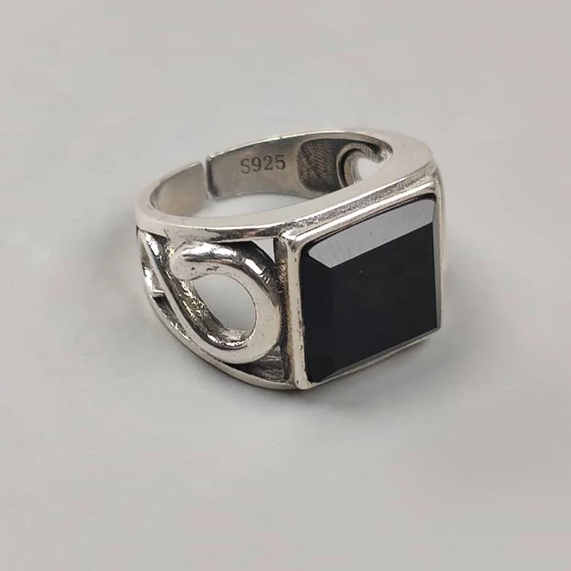 

Wholesale silver Jewelry Men 925 silver ring plated 18k gold agate square Simple Party 925 Sterling Silver Gemstone rings, White gold (rose gold, yellow are avaliable)