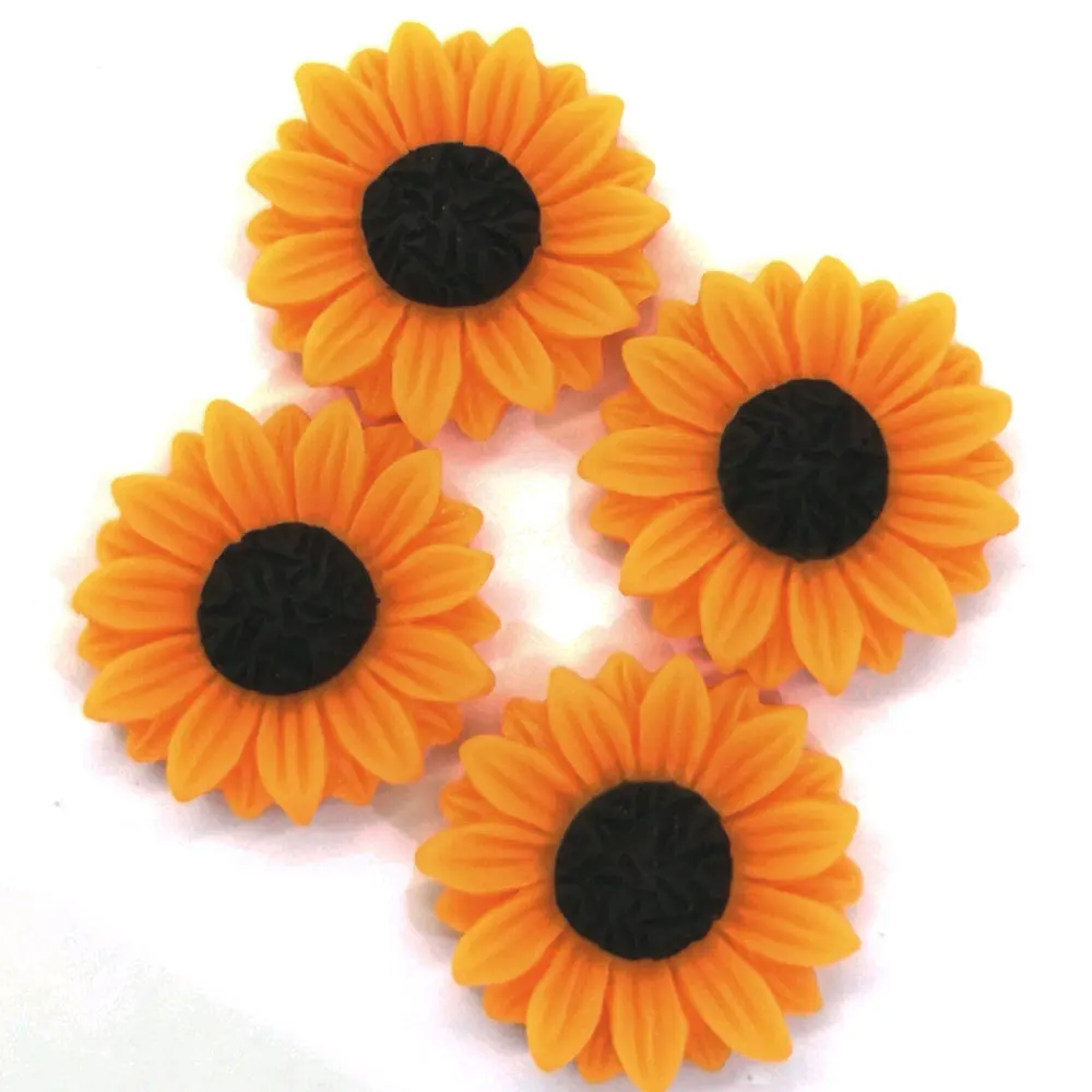 Sunflower Shaped Resin Cabochon Flat Back Beads Spacer for Handmade Craftwork Decoration Spacer Room Ornaments