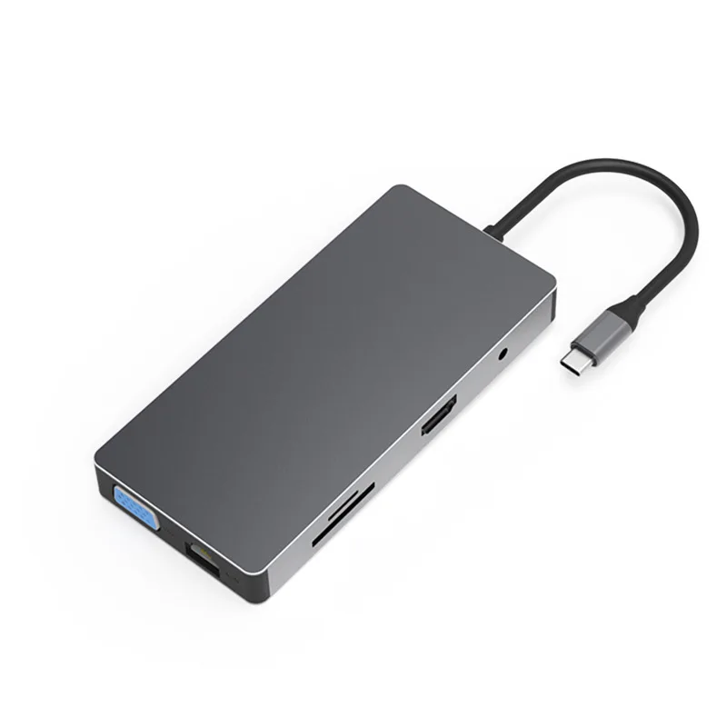 

10 in 1 type c doccking station, 3 Ports USB 3.0 Hub Type C Adapter SD TF Card Reader 100W PD Charging for PC, Support oem