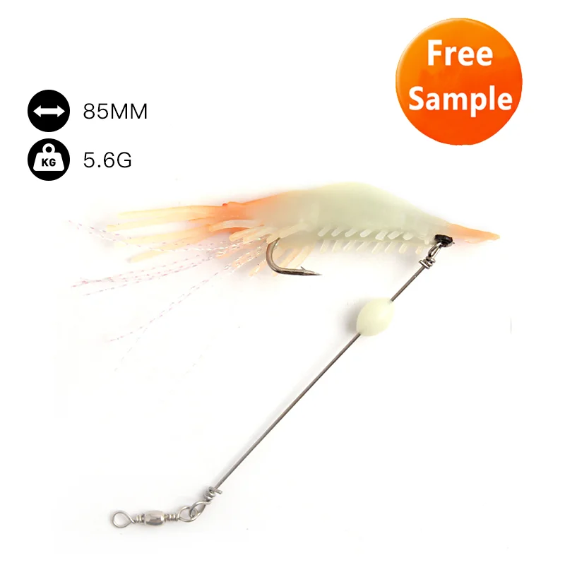 

New Fishing Lure Bait 8.5cm 5.6g Shrimp Lure Luminous Lures Artificial Shrimp, 7 colors