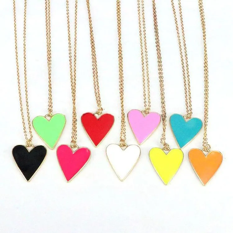 

NM1056 2021 Fashion Spring Jewelry Gold Plated Enamel Love Heart Pendant Chain Necklace ,Valentine's Day Gift For Lover Mom