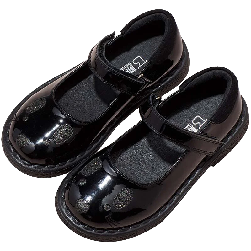 

princess shoe cat pattern children shoes hook&loop girl casual shoes, Black
