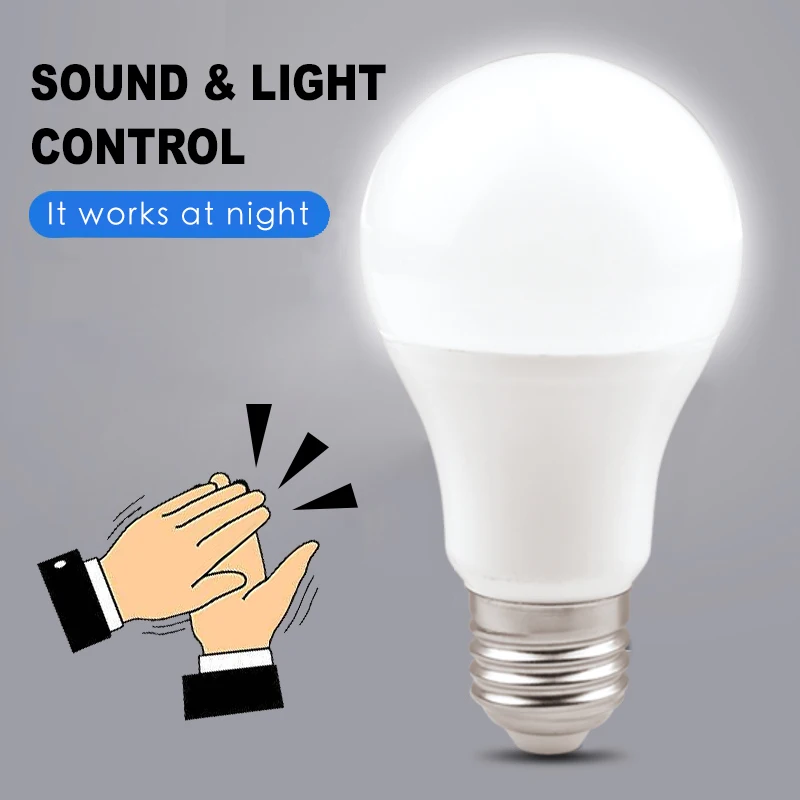 Smart sound and light control sensor led bulb A60 E27 9W