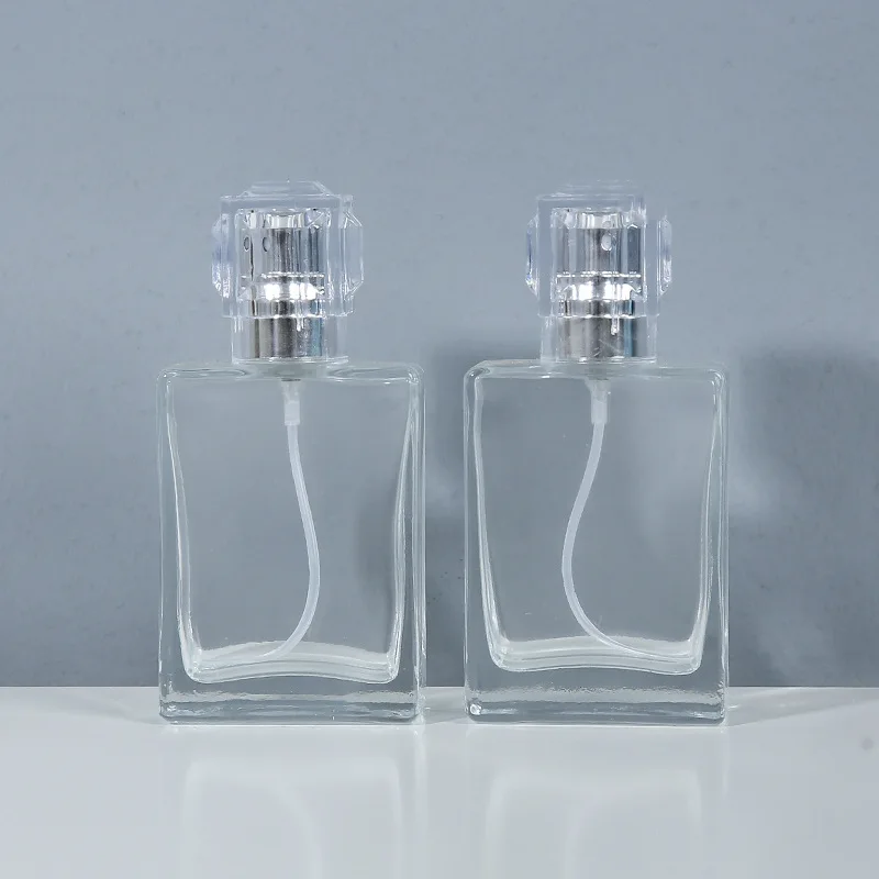 

Charming Fashionable Lady pink clear square perfume glass bottles