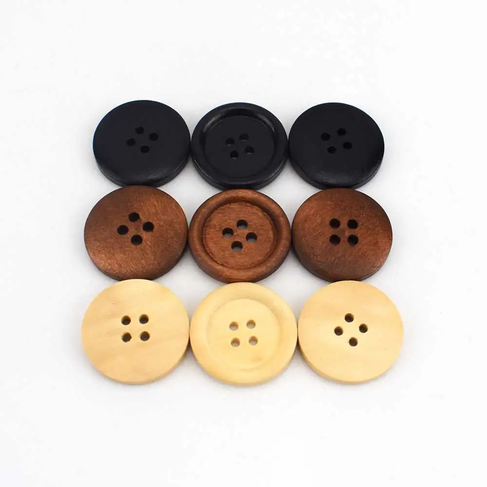

Deepeel BP003 25mm Shirt Sweater Coat Garment Accessories Round Wooden Natural 4 Holes Button Wood