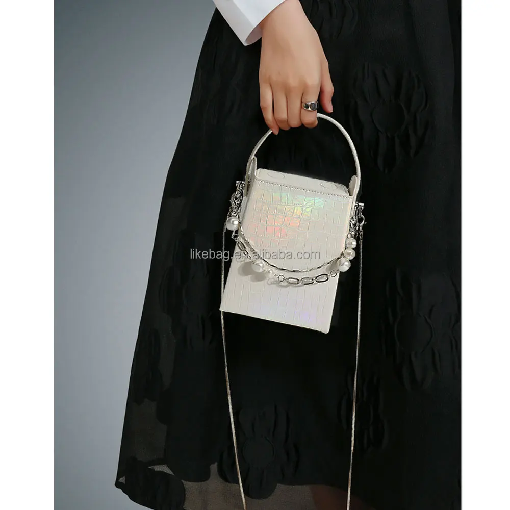 

LIKEBAG fashion niche design trendy ladies cigarette case bag high-end pearl chain stone pattern PU leather messenger Hand bag