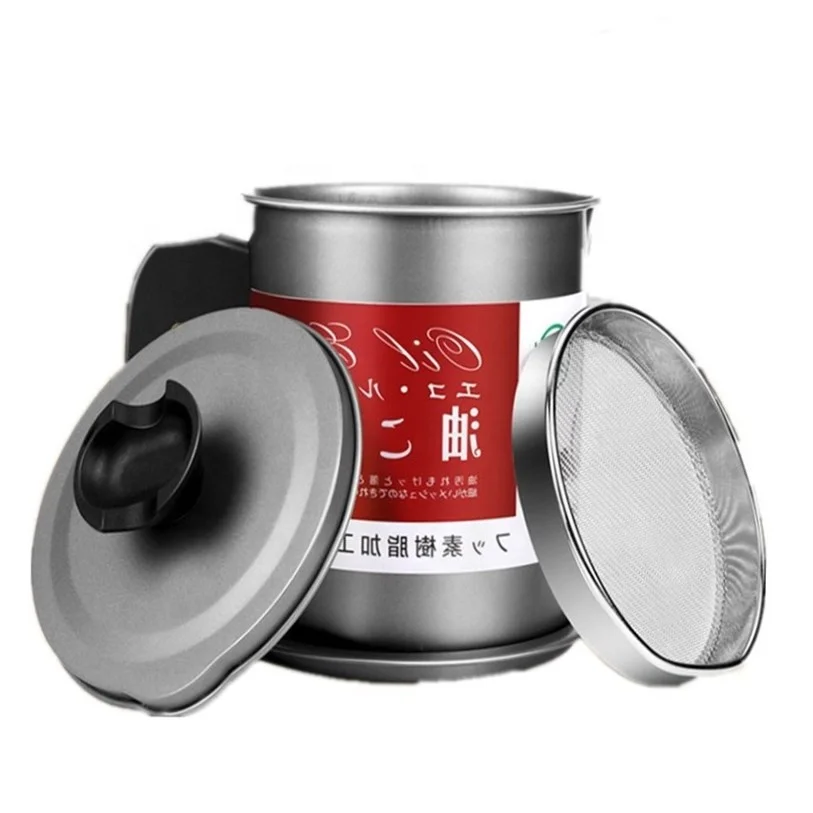 

Hot-selling kitchen utensils 304 Stainless Steel storage tank With 1.7L Strainer oil filter pot