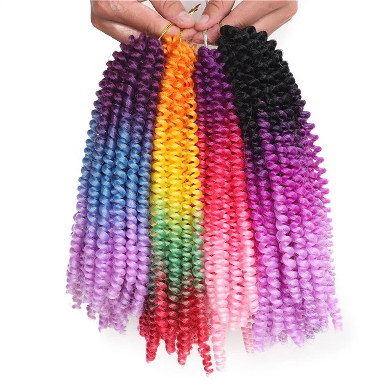 

Spring Twist Hair Crochet Braids Ombre Braiding Hair 8 inch Synthetic Hair Extensions Passion Twists Fluffy Rainbow color