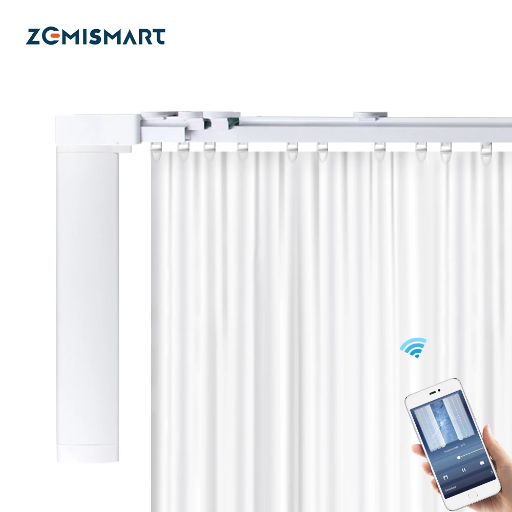 

Zemismart Smart Home Tuya Smart Life APP Alexa Echo Google Home Control Electric Curtain Motor with Rail Telescopic track, White