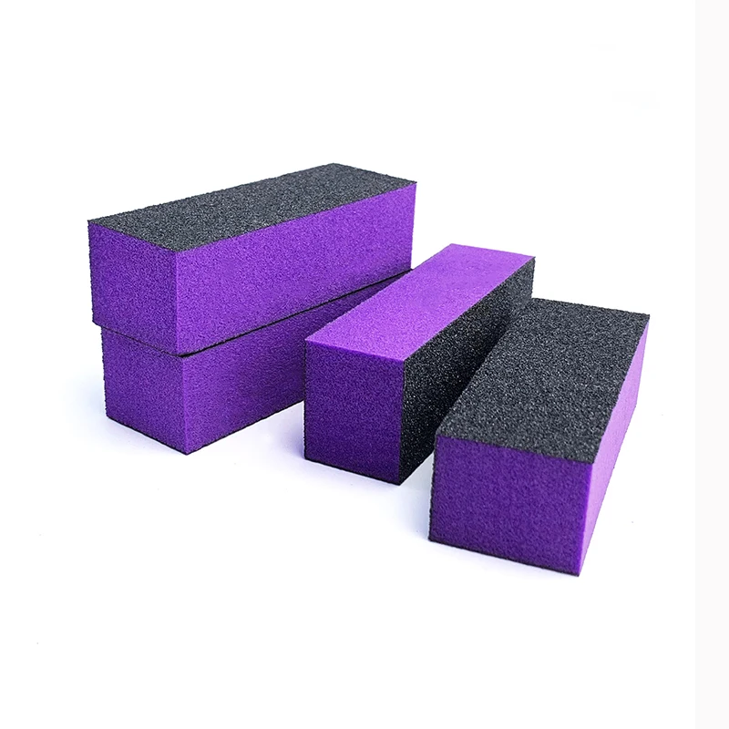 

US Free Shipping 500Pcs/Case 3 Way Professional Nail Buffer Sanding Block for Salons, Purple foam+black grit