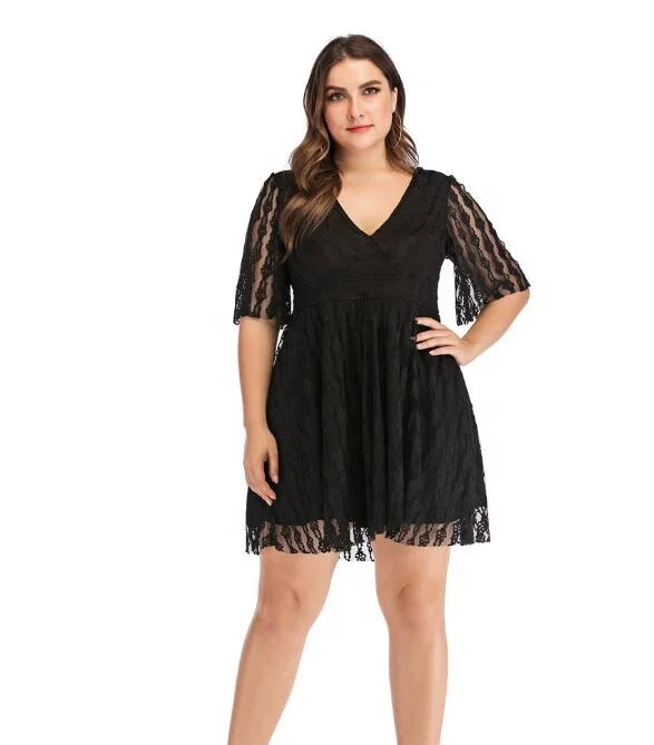 

Rilakkuma Black Lace Dress Hollow out Dress Lady Skirt