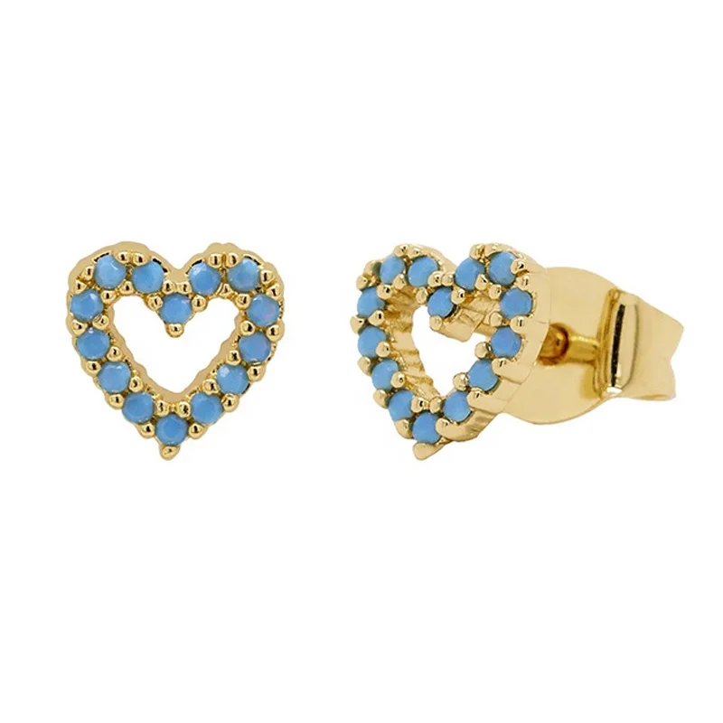 

HYH jewelry earrings 925 silver earrings turquoise heart stud earrings women, Optional