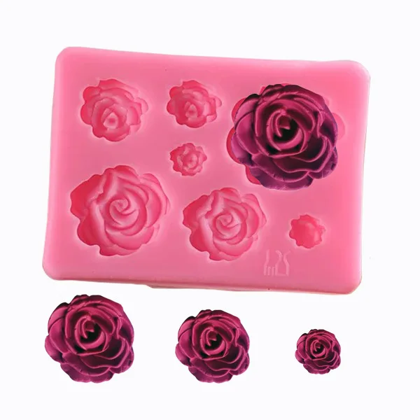 

3-piece set of rose flower daisy fondant soft clay clay epoxy plaster car decoration modeling silicone mold, Pink