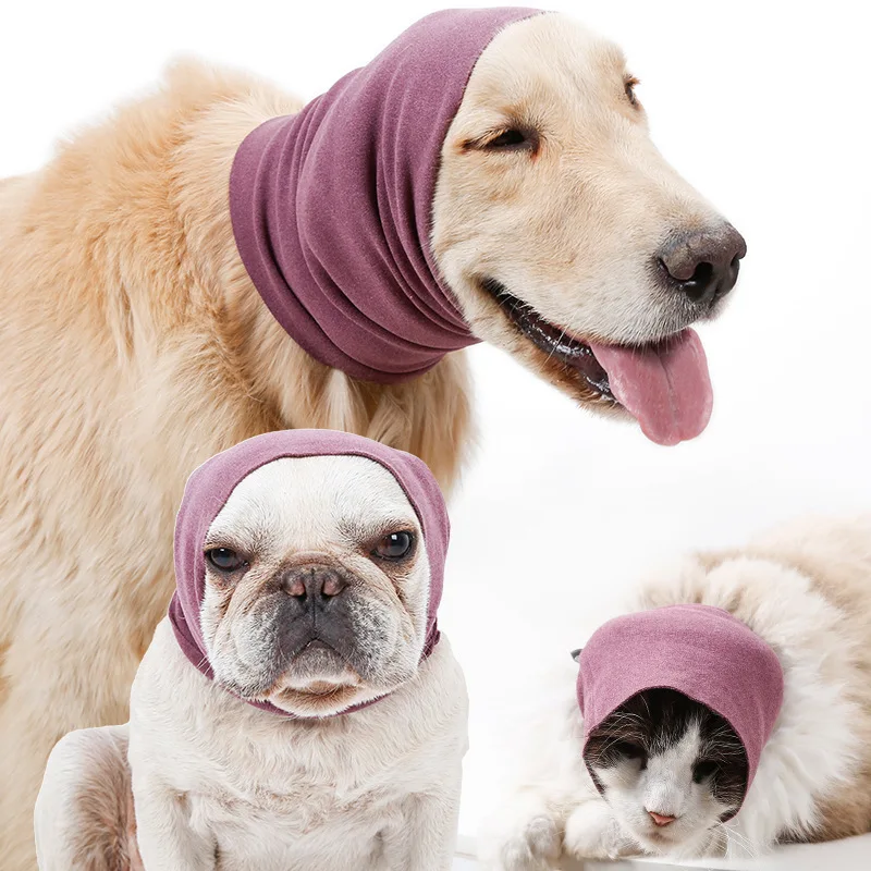 

Amazon Ins Newest Hot Cover Anxiety Relief Grooming Bathing Blowing Noise Reduce Calming Cat Doggy Ears Drying Soft Dog Hats, Pink, grey
