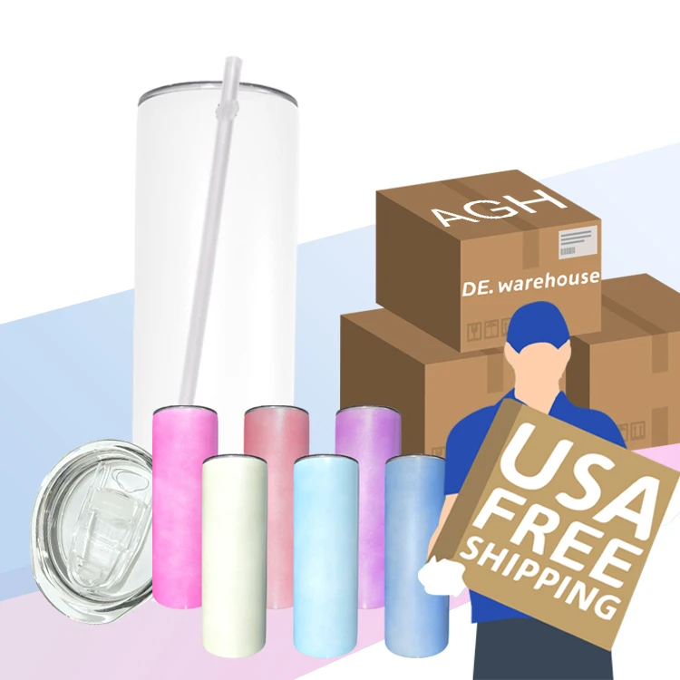 

USA Warehouse Stock 20oz Straight Sublimation Blanks Glow In Dark and UV Color Change Skinny Tumblers