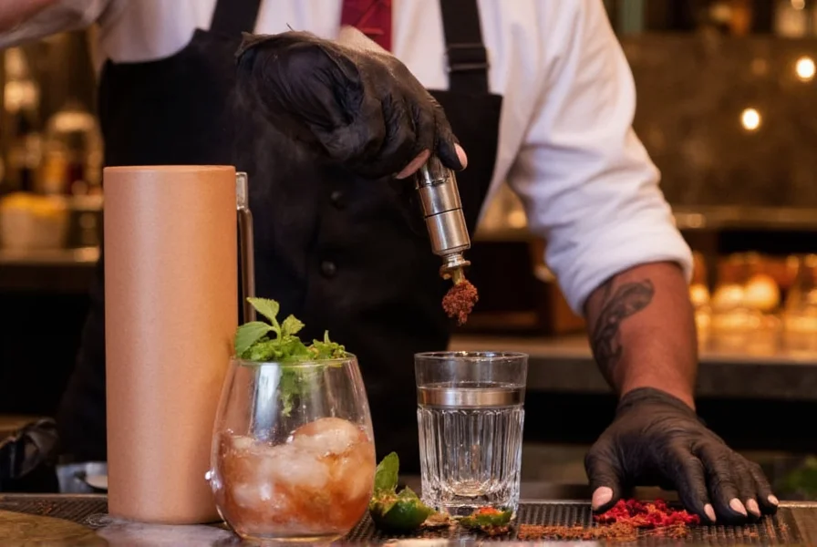 Cinnamon Club bartender preparing an Indian-inspired cocktail with spices and fresh ingredients in London