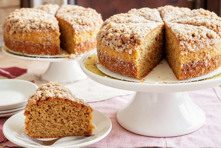 Variations of cinnamon streusel cake including apple cinnamon and gluten-free versions