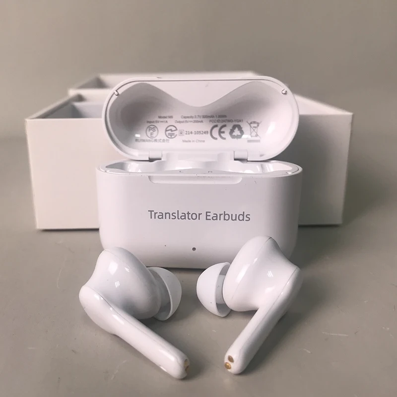 

smart translator In-ear wireless headphones, Compact Earphones with 71 Languages & 56 Accents Online Instant Translate, White