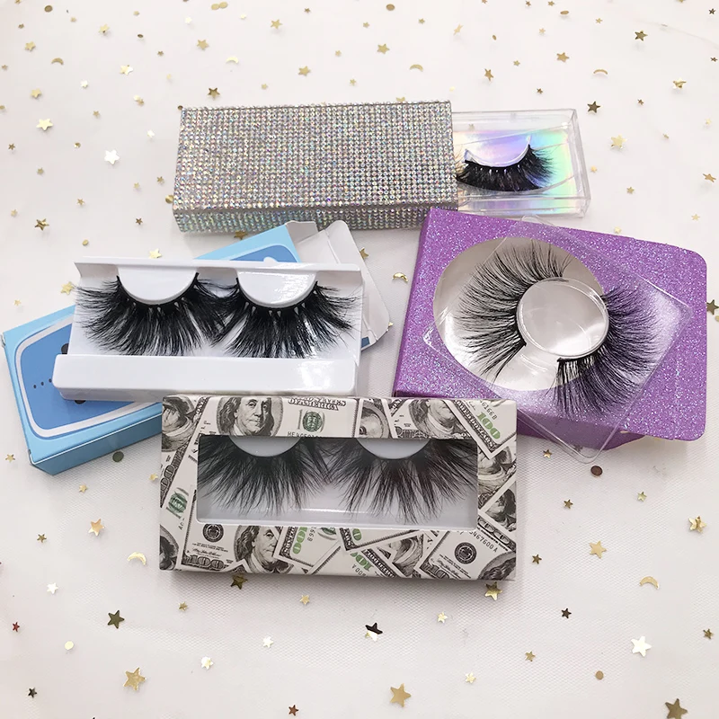 

Mink eyelashes soft paper boxes free shipping 25mm long strip fur lashes beautiful packaging, As pics show