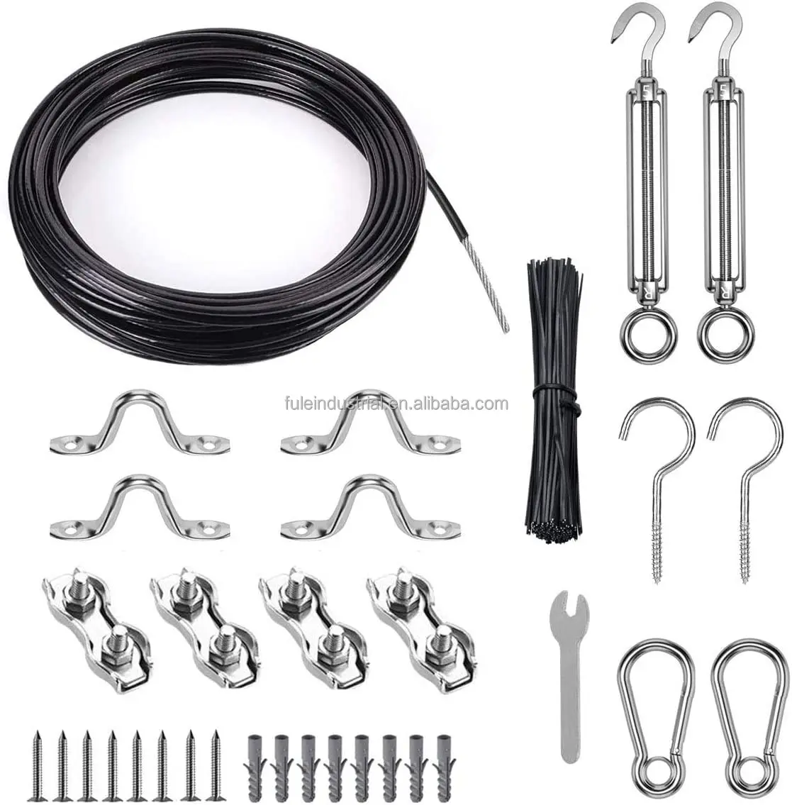 

Eye Turnbuckle Tensioner Stainless Steel Coated Black Guide Wire Hook Globe String Lights Suspension Strings Light Hanging Kit