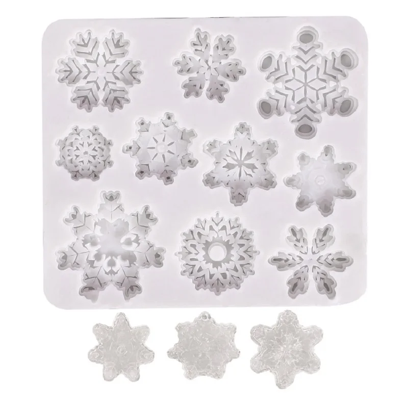 3D Christmas Snowflake Cake Mold Silicone Party DIY Fondant Baking Mould Tool US