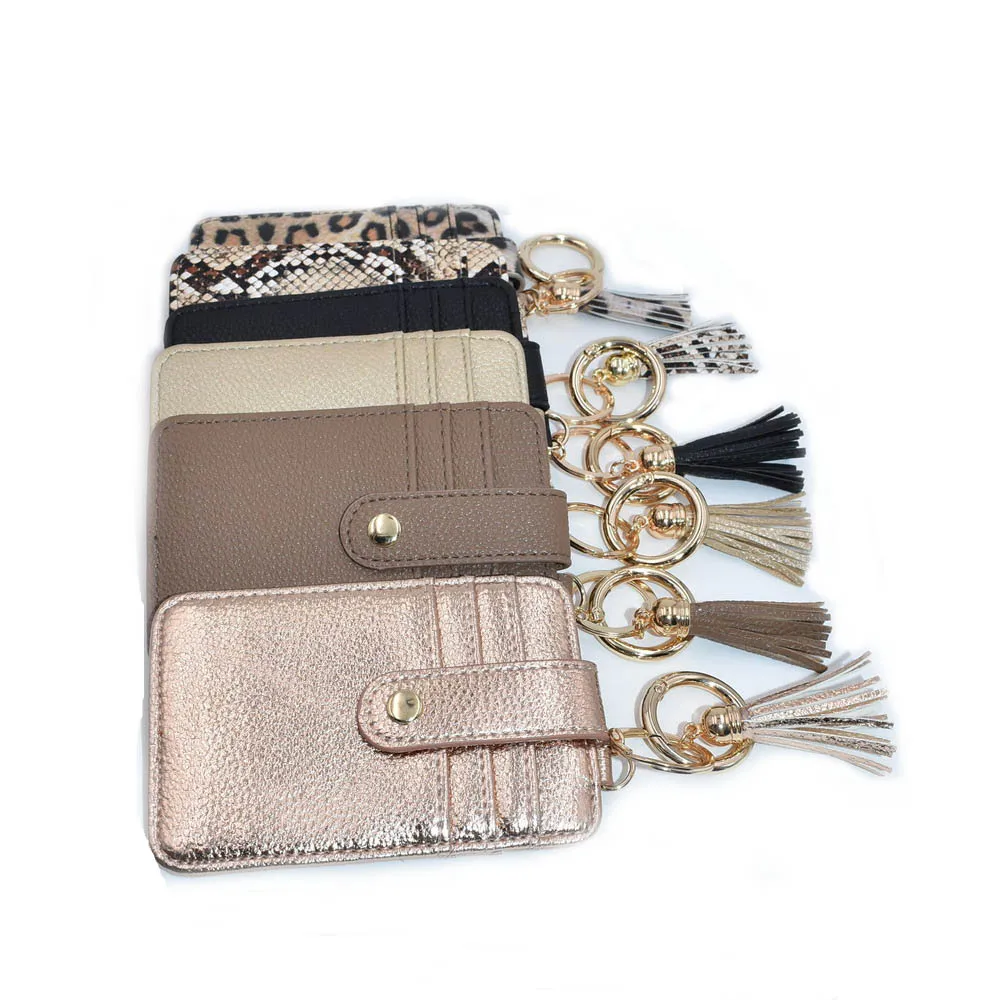 

Fashion new design hot sale PU leather tassel ID card holder Credit Card Wallet Keychains, Customized